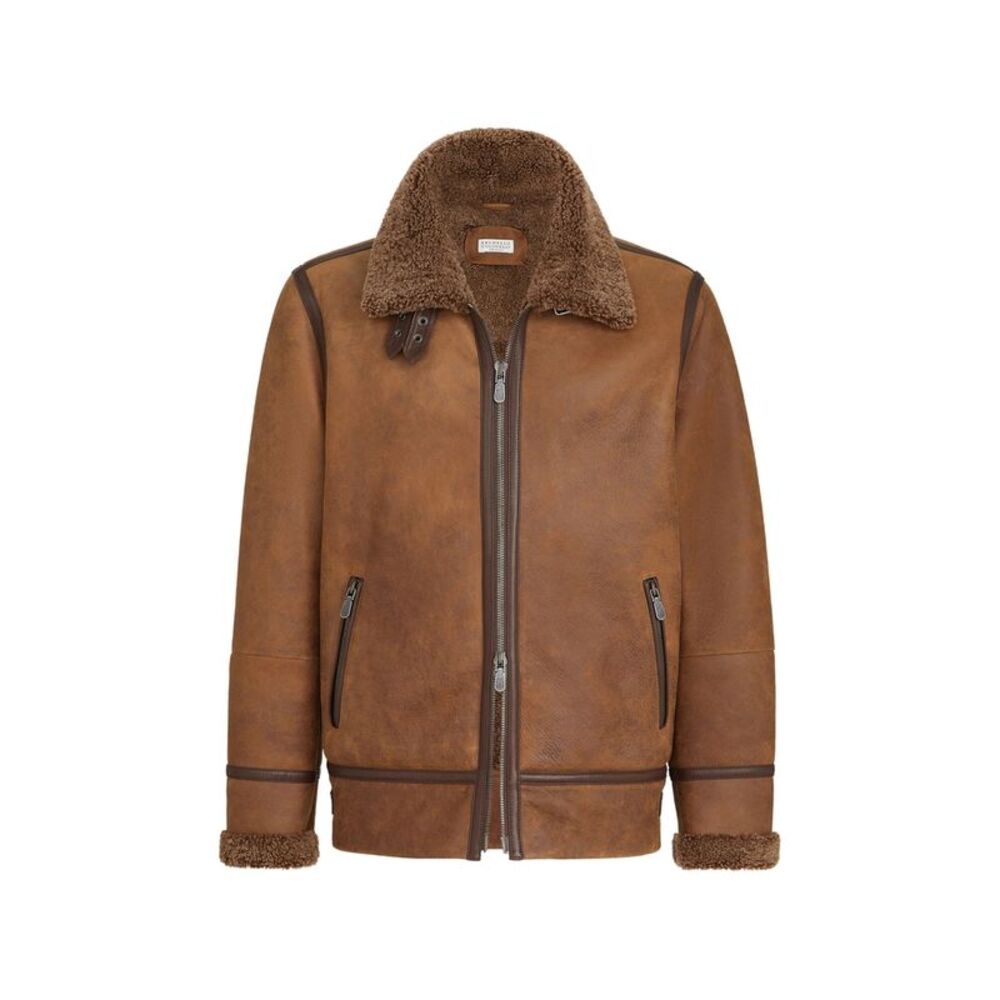 Brunello Cucinelli Brown Jackets - Leather Jackets Men